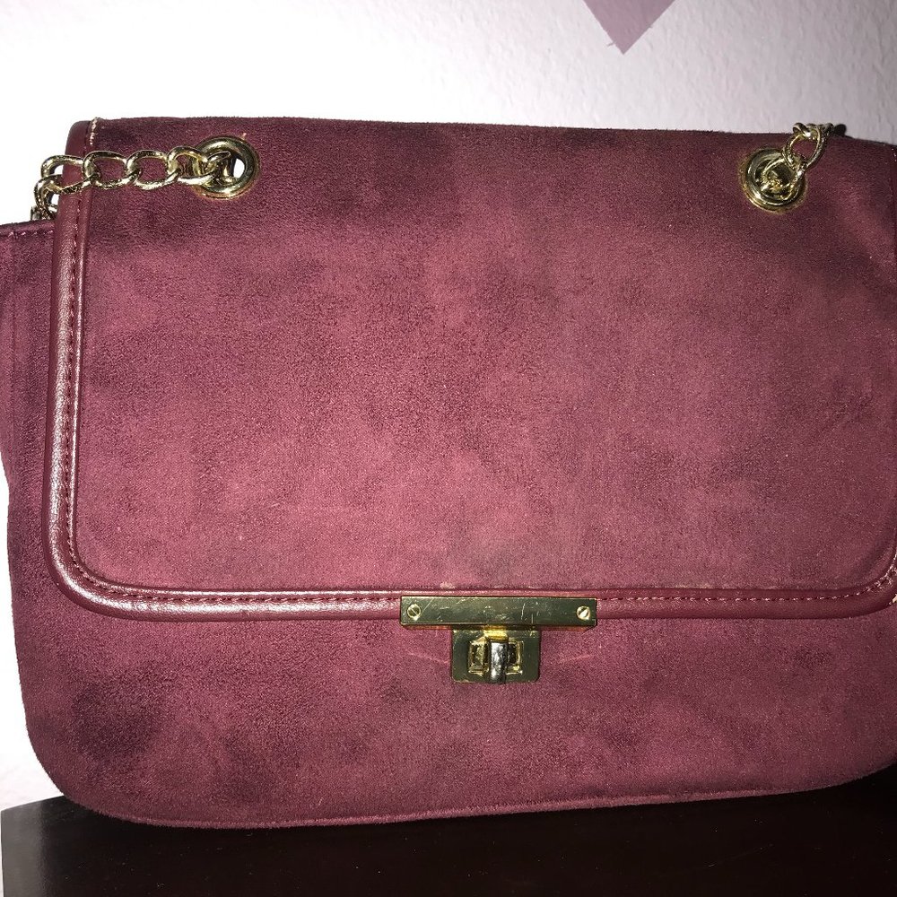 Burgandy Velvet Crossbody Bag